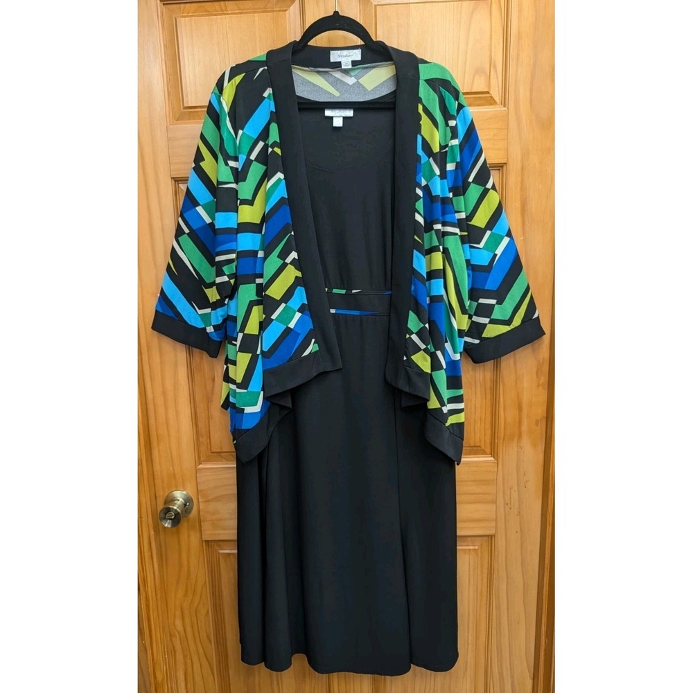 Dressbarn Woman Size 22 Maxi Cardigan 2 Piece Set Church Stretchy Liquid Knit